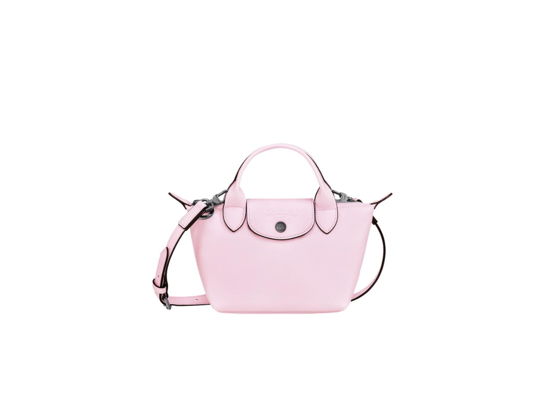 Longchamp Longchamp Le Pliage Xtra XS Handbag In Cowhide Leather With Dark Silver Metal Petal