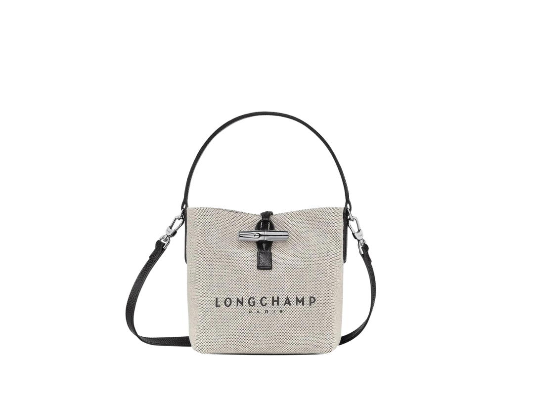 Longchamp Longchamp Roseau Logo Bucket Bag In Canvas With Silver-tone Hardware Ecru