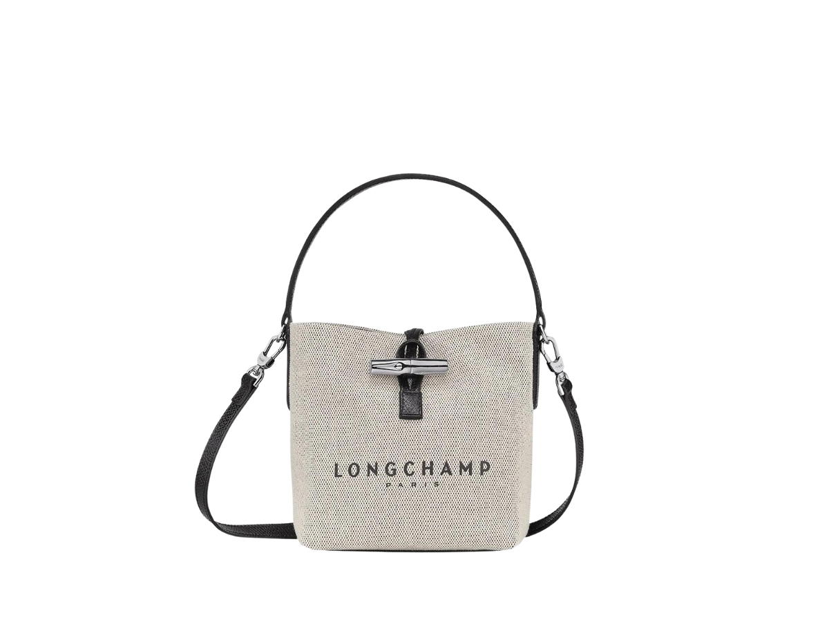 Longchamp Longchamp Roseau Logo Bucket Bag In Canvas With Silver-tone Hardware Ecru
