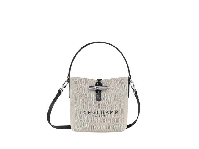 Longchamp Longchamp Roseau Logo Bucket Bag In Canvas With Silver-tone Hardware Ecru - view 1