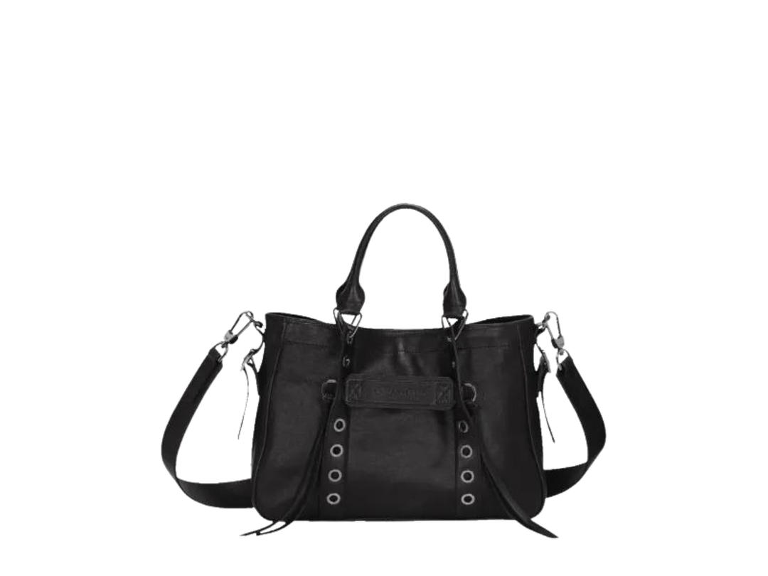 Longchamp Longchamp Small 3D Rock In Calfskin Leather With Dark Silver Metallic Hardware Black