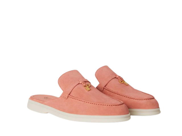 Loro Piana Loro Piana Babouche Charms Walk Loafers In Suede Sorbet Pink (W) - view 2