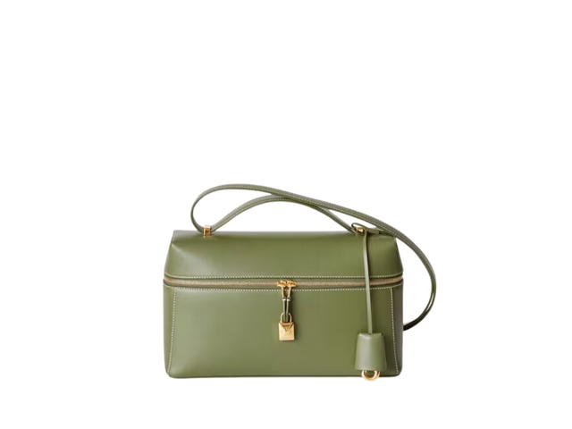 Loro Piana Loro Piana Extra Bag L27 In Smooth Calfskin With Golden Metal Hardware Dark Lichen Green - view 1