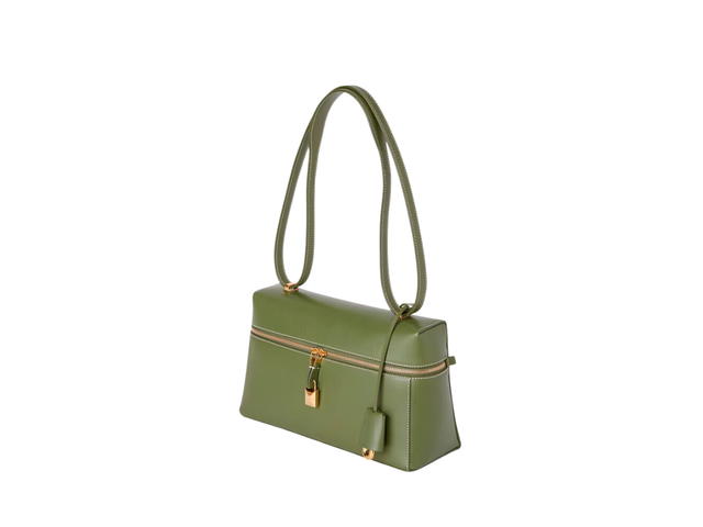 Loro Piana Loro Piana Extra Bag L27 In Smooth Calfskin With Golden Metal Hardware Dark Lichen Green - view 3