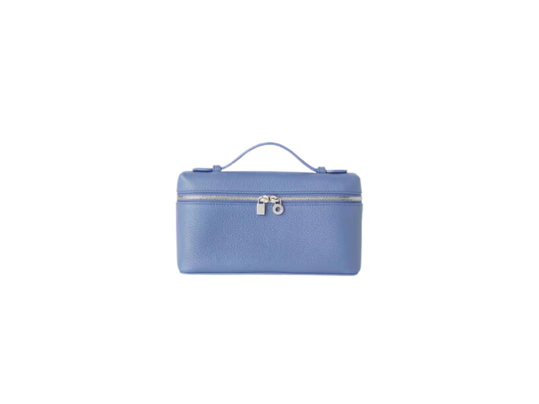 Loro Piana Loro Piana Extra Pocket L19 In Grained Calfskin With Silver Metal Hardware Cold Denim