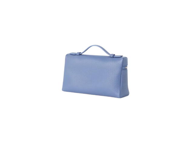Loro Piana Loro Piana Extra Pocket L19 In Grained Calfskin With Silver Metal Hardware Cold Denim - view 2