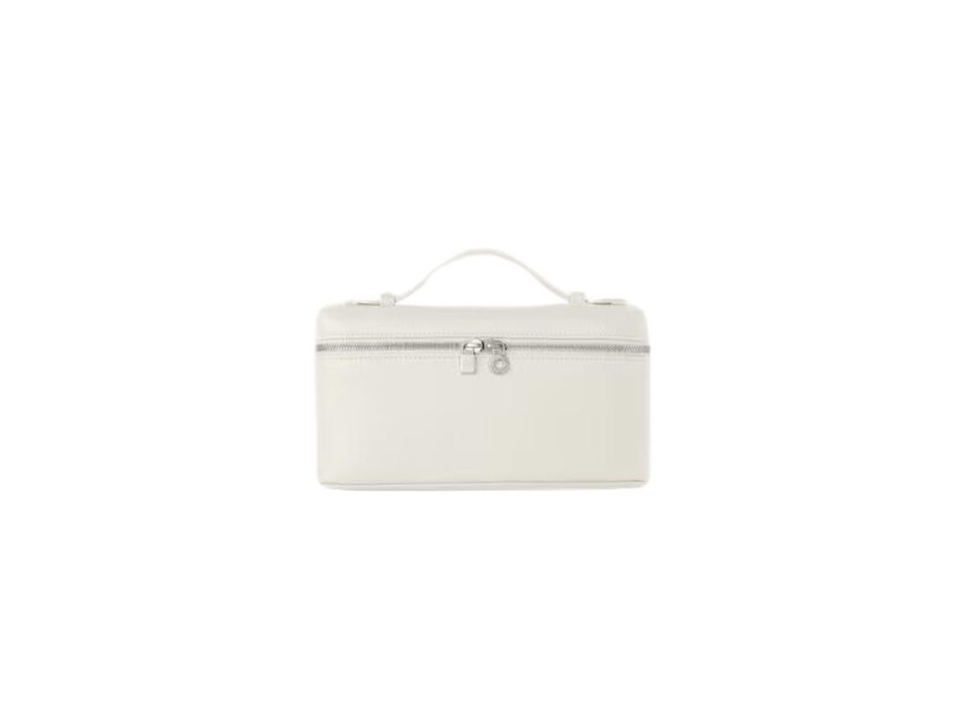 Loro Piana Loro Piana Extra Pocket L19 In Grained Calfskin With Silver Metal Hardware Whisper White