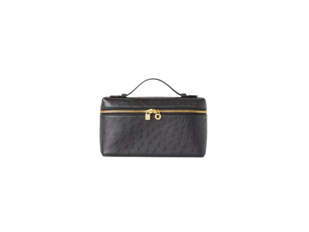 Loro Piana Loro Piana Extra Pocket L19 In Ostrich Leather With Golden Metal Hardware Black