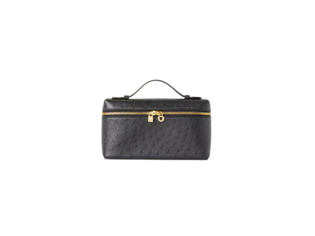 Loro Piana Loro Piana Extra Pocket L19 In Ostrich Leather With Golden Metal Hardware Black - view 1