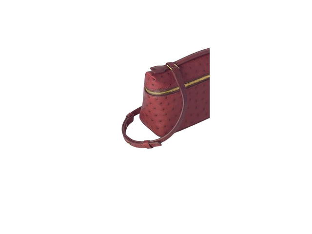 Loro Piana Loro Piana Extra Pocket L19 In Ostrich Leather With Golden Metal Hardware Burgundy - view 3