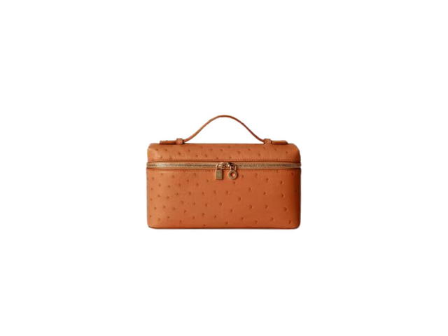 Loro Piana Loro Piana Extra Pocket L19 In Ostrich Leather With Golden Metal Hardware Cognac - view 1