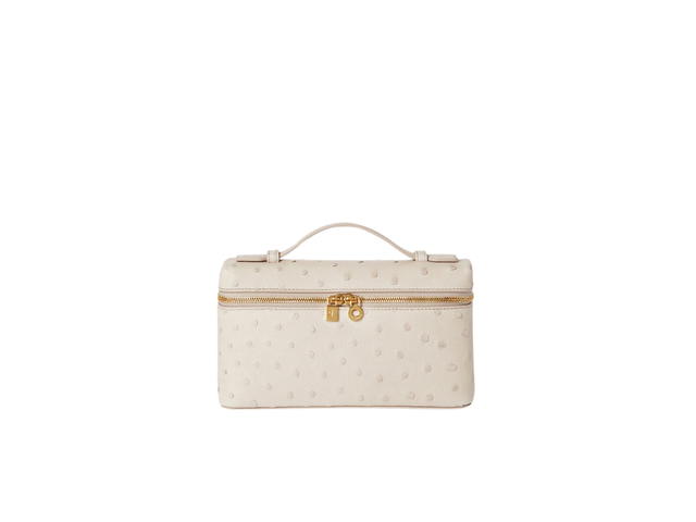 Loro Piana Loro Piana Extra Pocket L19 In Ostrich Leather With Golden Metal Hardware Light Travertine-Sungold - view 1