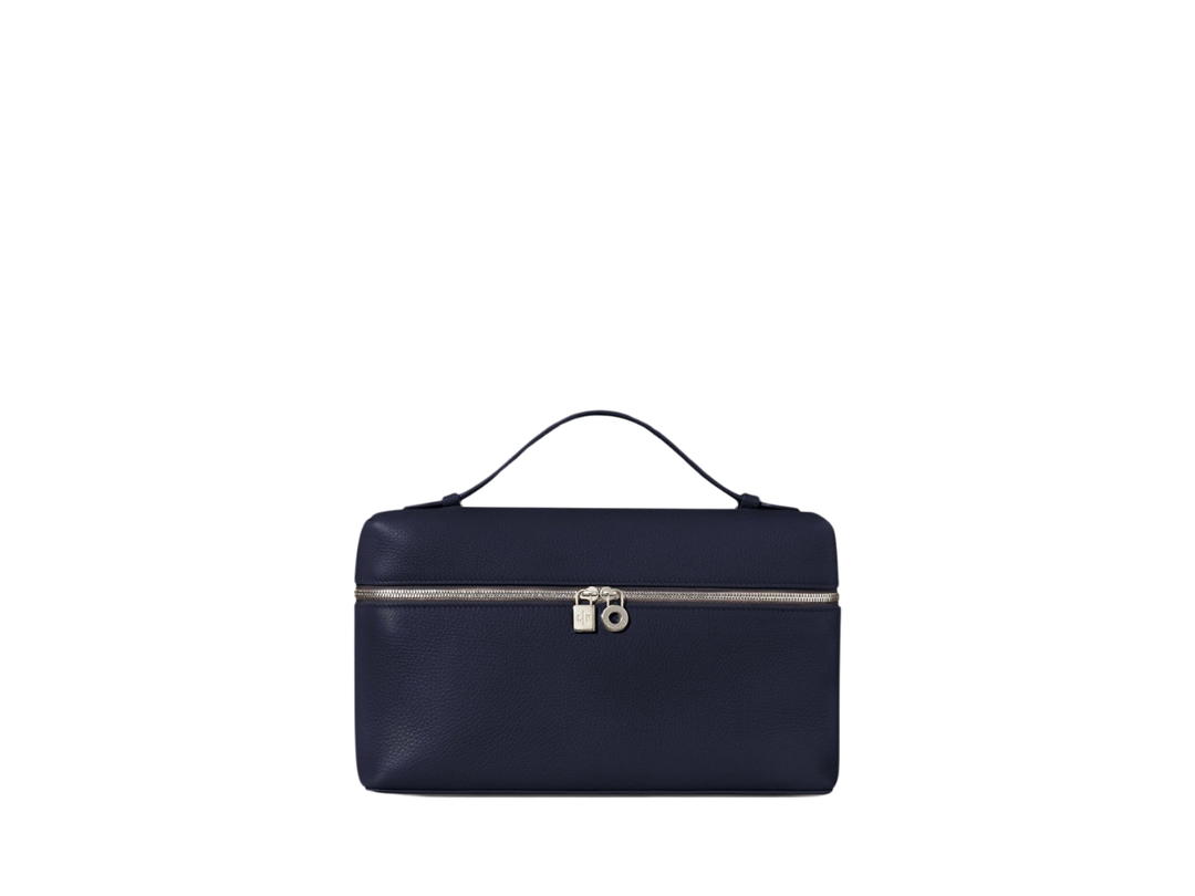 Loro Piana Loro Piana Extra Pocket L27 In Grained Calfskin With Silver Hardware Argo Blue Melange