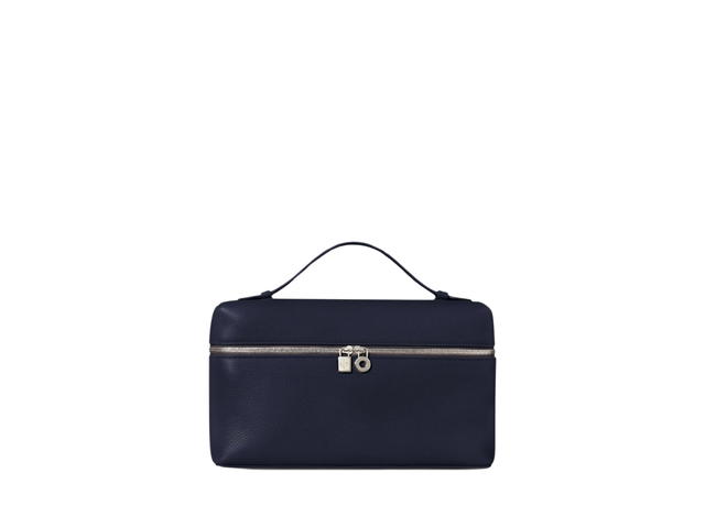 Loro Piana Loro Piana Extra Pocket L27 In Grained Calfskin With Silver Hardware Argo Blue Melange - view 1