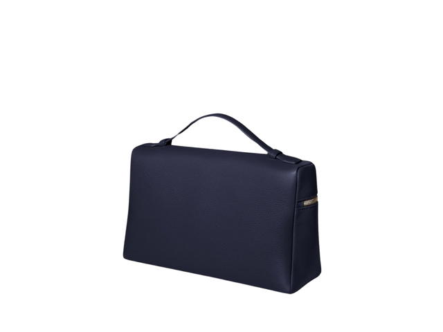 Loro Piana Loro Piana Extra Pocket L27 In Grained Calfskin With Silver Hardware Argo Blue Melange - view 2