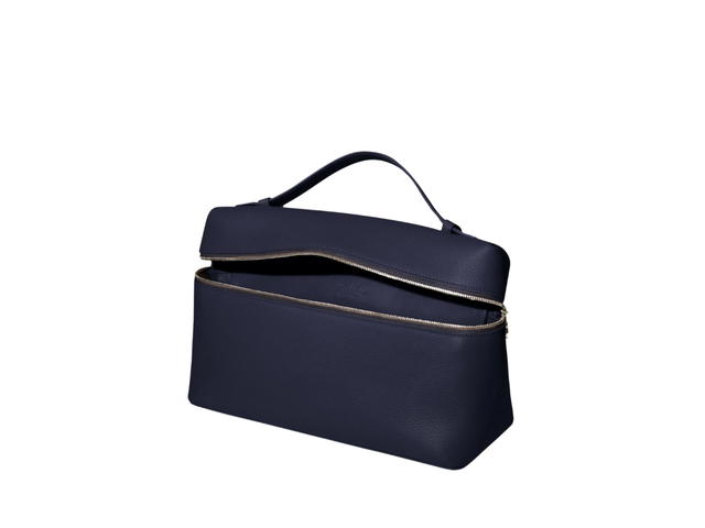 Loro Piana Loro Piana Extra Pocket L27 In Grained Calfskin With Silver Hardware Argo Blue Melange - view 3