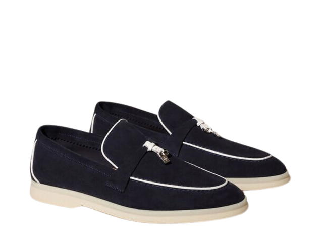 Loro Piana Loro Piana Summer Charms Walk Loafers In Suede Calfskin Navy Blue (W) - view 3