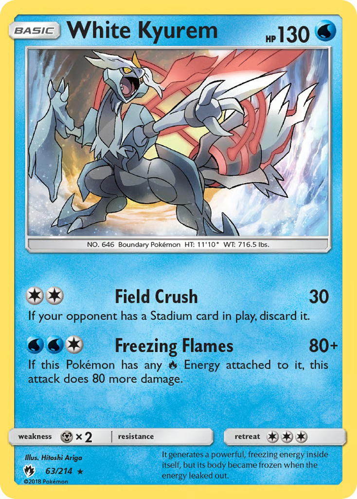 Pokemon Pokemon White Kyurem H [LOT 63/214] Sun & Moon "Lost Thunder" [ReverseHolo] (EN)