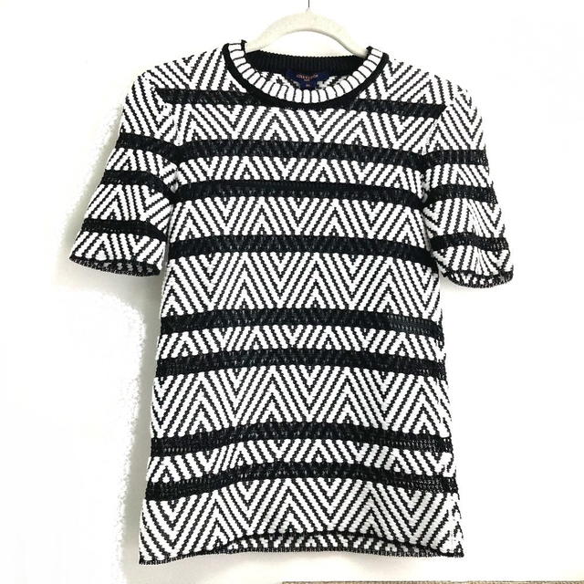 Louis Vuitton LOUIS VUITTON 1A3XJH Chevron stitch Jacquard Pullover tops knit White x Black - view 1