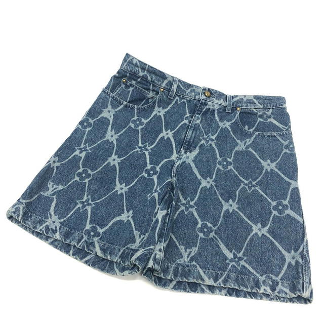 Louis Vuitton LOUIS VUITTON 1AFQFD Monogram print Denim Shorts Half Jeans Bottoms Pants - view 4