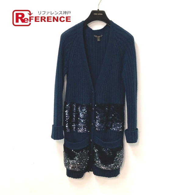 Louis Vuitton LOUIS VUITTON Apparel Outerwear Sequin Long sleeve long cardigan Cashmere Navy - view 1