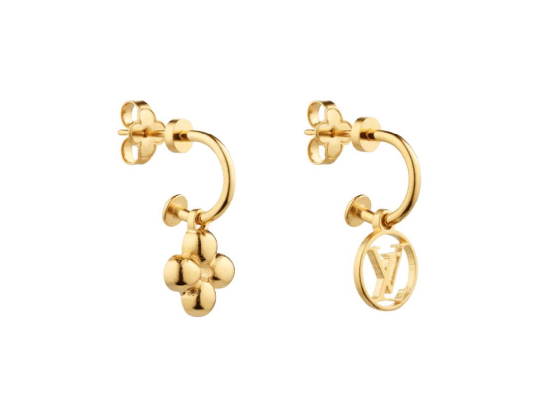 Louis Vuitton Louis Vuitton Blooming Earrings Monogram Flower Charm Gold