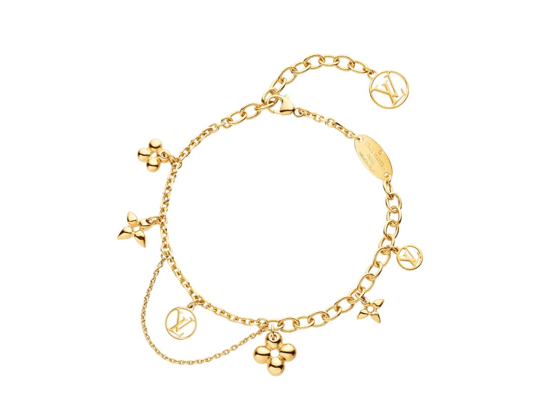 Louis Vuitton Louis Vuitton Blooming Supple Bracelet In Gold-color Metal finish With Monogram Flower Charms