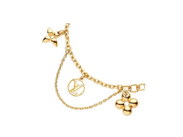 Louis Vuitton Louis Vuitton Blooming Supple Bracelet In Gold-color Metal finish With Monogram Flower Charms - view 2