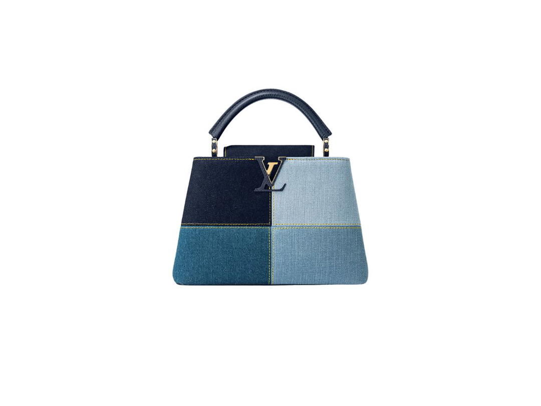 Louis Vuitton Louis Vuitton Capucines BB Bag In Taurillon Leather And Denim With Gold-Colour Hardware Navy Blue
