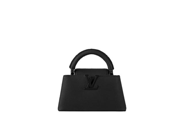 Louis Vuitton Louis Vuitton Capucines East-West Mini In Matte Taurillon With Matte-Finish Hardware All Black - view 1