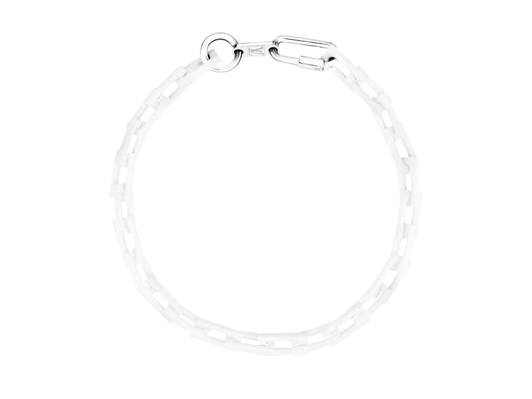 Louis Vuitton Louis Vuitton Chain Links Necklace In Ceramic With Silver-Tone Hardware Square Powder White