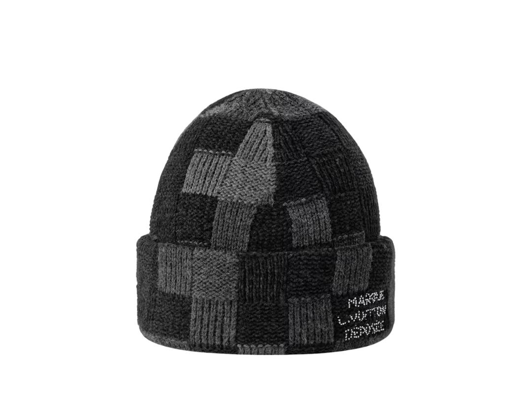 Louis Vuitton Louis Vuitton Crush Damoflage Beanie In Wool And Cotton With Marque L.Vuitton Déposée Signature Black Damoflage