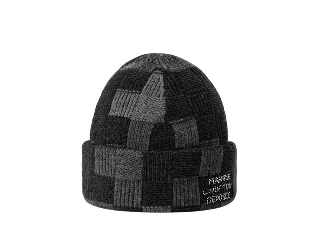 Louis Vuitton Louis Vuitton Crush Damoflage Beanie In Wool And Cotton With Marque L.Vuitton Déposée Signature Black Damoflage - view 1