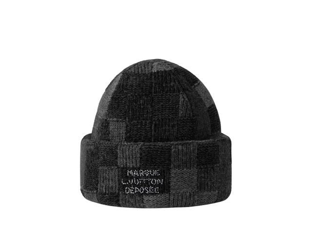 Louis Vuitton Louis Vuitton Crush Damoflage Beanie In Wool And Cotton With Marque L.Vuitton Déposée Signature Black Damoflage - view 2
