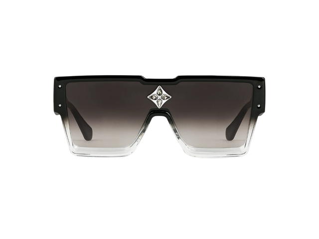 Louis Vuitton Louis Vuitton Cyclone Sunglasses In Gradient Black Acetate Frame With LV Initials Silver-Toned Hardware Gradient Black Lenses - view 1