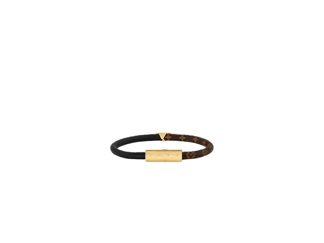 Louis Vuitton Louis Vuitton Daily Confidential Bracelet In Monogram Canvas And Patent Calf Leather With Metal Gold-Color Finish