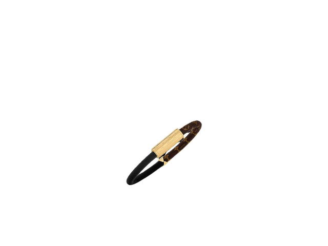 Louis Vuitton Louis Vuitton Daily Confidential Bracelet In Monogram Canvas And Patent Calf Leather With Metal Gold-Color Finish - view 2