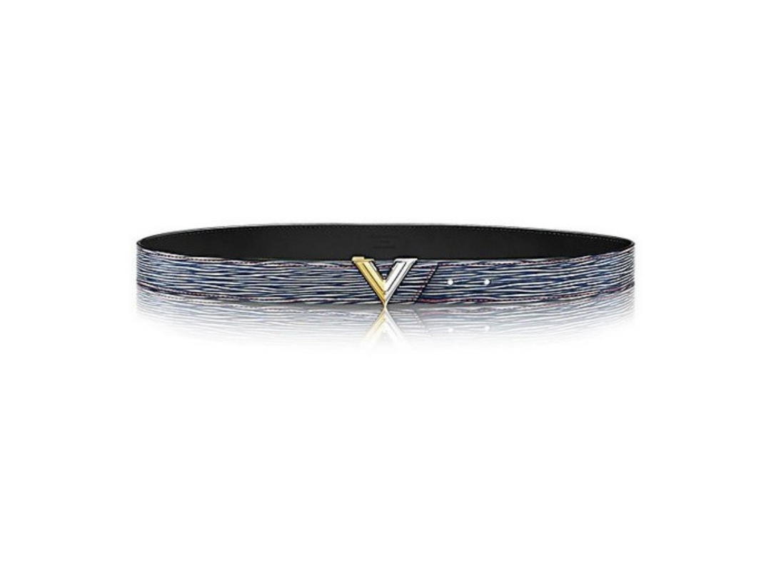 Louis Vuitton Louis Vuitton Essential V 30MM Belt In Epi Denim Calf Leather Strap And Nubuck Calf Leather Lining With Golden and Palladium Hardware