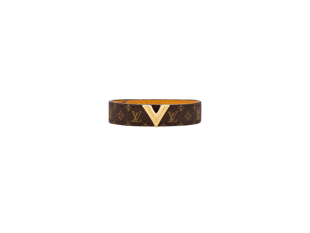 Louis Vuitton Louis Vuitton Essential V Bracelet In Monogram Canvas With Metal With Gold-Colour Finish Brown