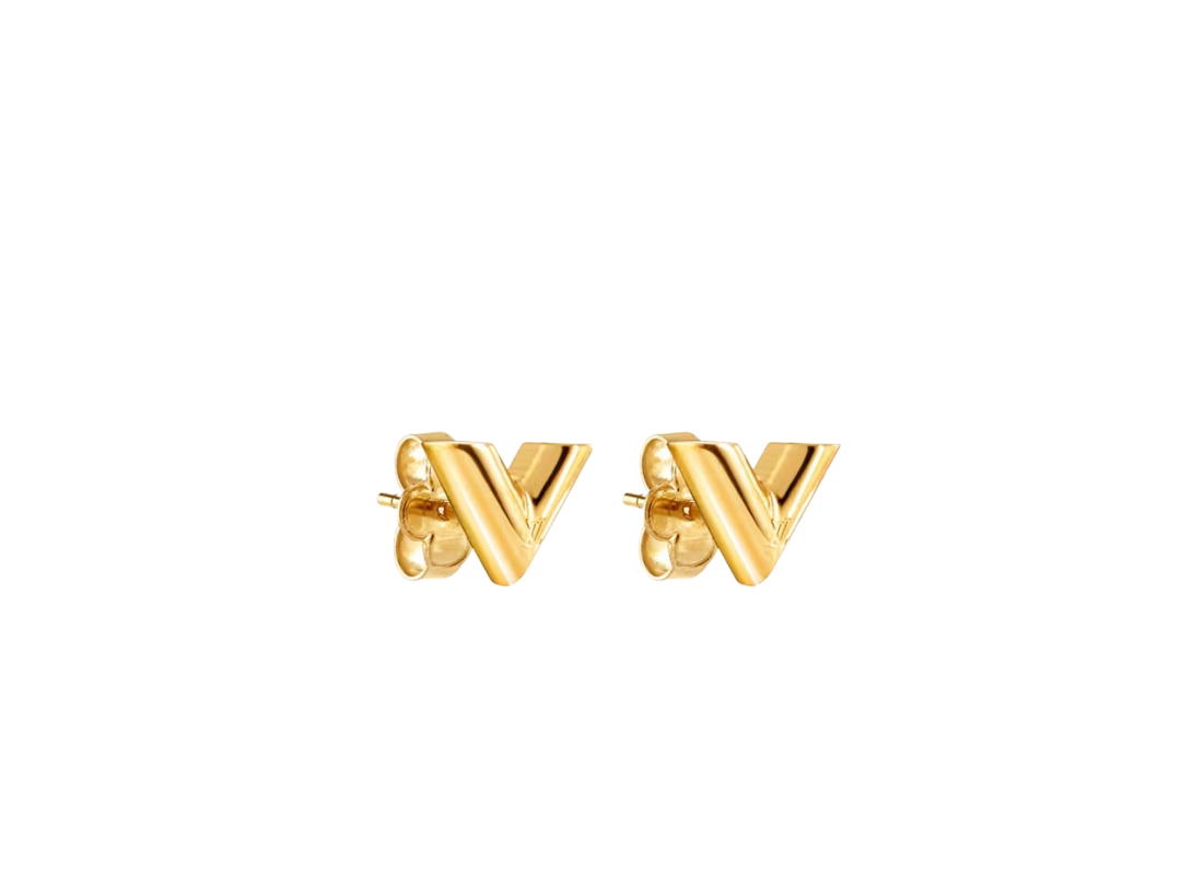 Louis Vuitton Louis Vuitton Essential V Stud Earrings In Metal With Gold-Colour Finish