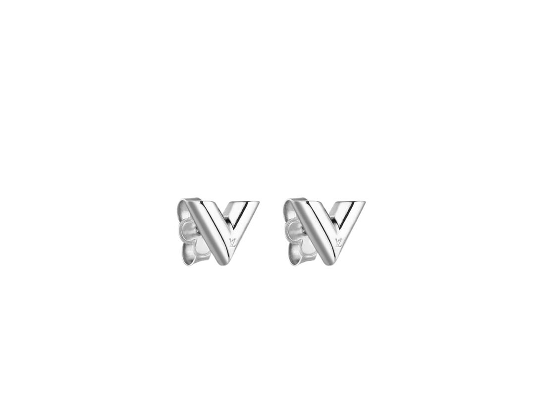Louis Vuitton Louis Vuitton Essential V Stud Earrings In Metal With Silver-Colour Finish