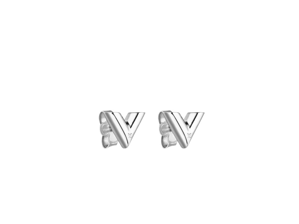 Louis Vuitton Louis Vuitton Essential V Stud Earrings In Metal With Silver-Colour Finish