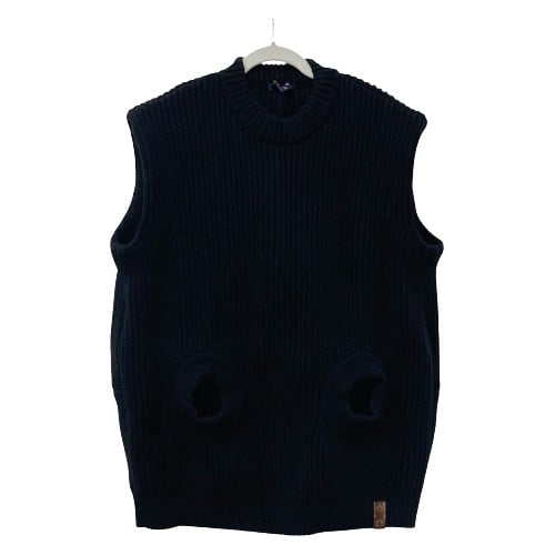 Louis Vuitton LOUIS VUITTON FLKW83 hood sleeveless knit Sleeveless knit wool Black - view 1