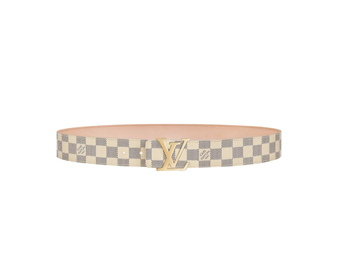Louis Vuitton Louis Vuitton Initials Damier Azur Belt 40MM In Canvas And Leather With Shiny Golden LV Buckle