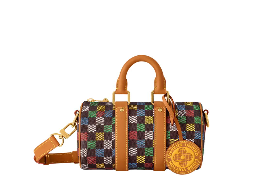 Louis Vuitton Louis Vuitton Keepall Bandoulière 25 In LV Vers Damier Ebene coated canvas With Aged-gold-tone hardware