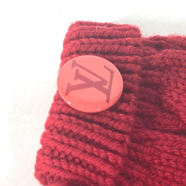 Louis Vuitton LOUIS VUITTON logo Mitten accessories with badge gloves wool Red - view 4