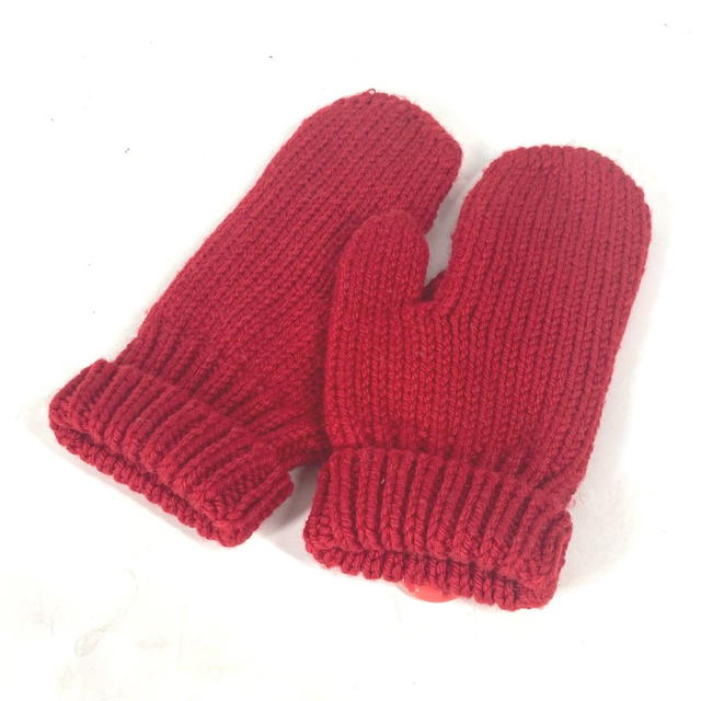Louis Vuitton LOUIS VUITTON logo Mitten accessories with badge gloves wool Red - view 5