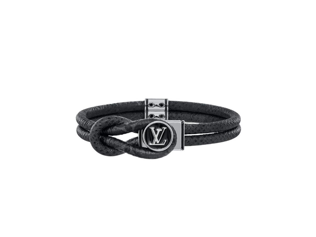 Louis Vuitton Louis Vuitton Loop It Bracelet In Taiga Leather And Monogram Eclipse Canvas With Black-Color Hardware
