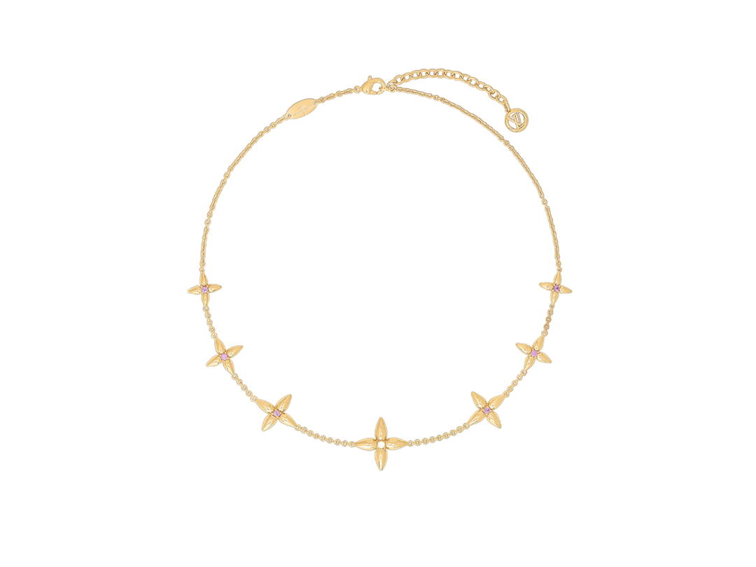 Louis Vuitton Louis Vuitton Louisette Signature Necklace In Metal With Flower Charm Gold-Color Finish
