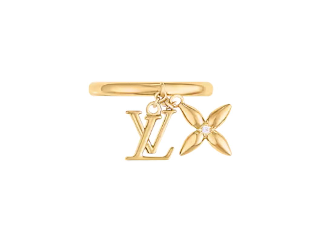 Louis Vuitton Louis Vuitton Louisette Signature Ring In Metal with gold-color finish With Monogram Flower signatures